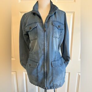 Sweet Wanderer Zippered Utility Soft Denim Jacket